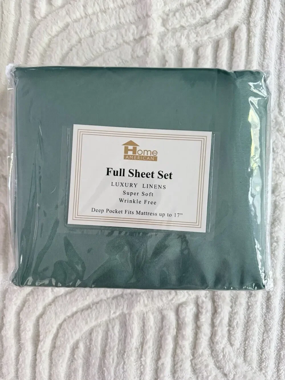 Home American Luxury Linen Full Size Sheets In Dark Green New